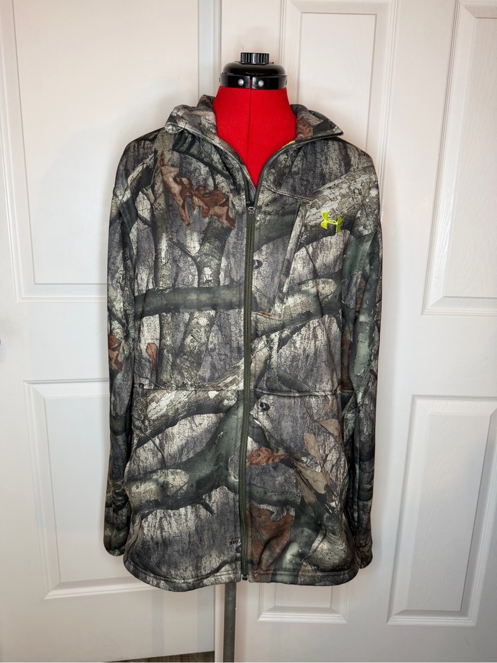 Under Armour Scent Control Mossy Oak Camo Full Zip Fleece Jacket Mens XL